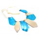 Collier cordon nacre teintée bleue et bois 50cm