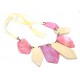 Collier cordon nacre teintée rose et bois 50cm