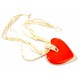 Collier 3 rangs bois clair et nacre teintée orange 45cm