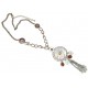 Collier fantaisie 48+7 cm nacre epoxy et strass