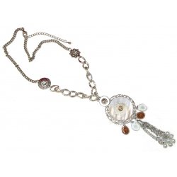 Collier fantaisie 48+7 cm nacre epoxy et strass