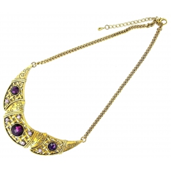 Collier fantaisie  doré 41+7 cm époxy résine et strass