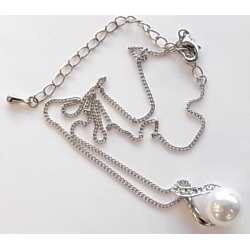 collier fantaisie 40+7cm perle imitation et strass