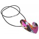 Collier cuir 50cm coeur couleur