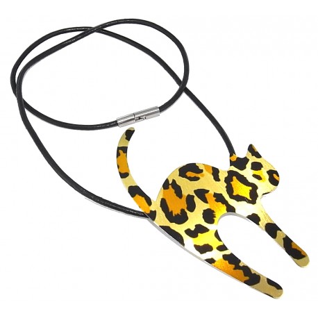 Collier cuir 50cm chat  couleur