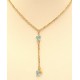 Collier plaqué or 40+5cm papillon cristal