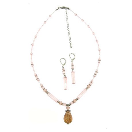 Set collier verre 45+7cm + dormeuses