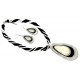 Set collier+bo nacre noir aluminium marbré 42+5cm tressé 6 rangs noir