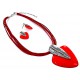 Set collier coton rouge 42+8cm  résine  +bo