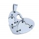 Pendentif coeur acier mat et brillant