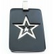 Pendentif acier plaque etoile mat et noir