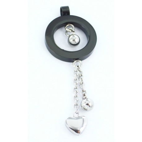 Pendentif acier  noir et brillant