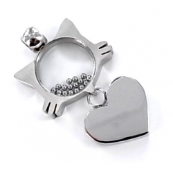 Pendentif acier l 316 chat coeur