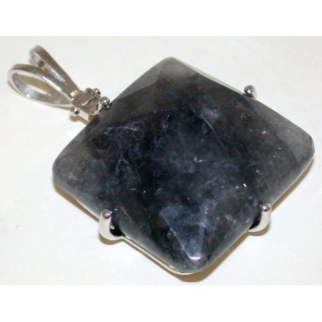 Pendentif argent 6g quartz gris