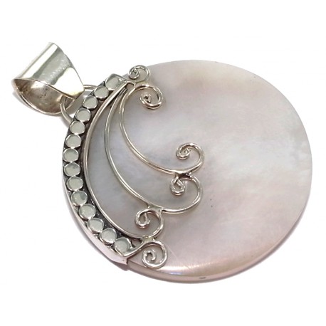 Pendentif argent 3g nacre blanche