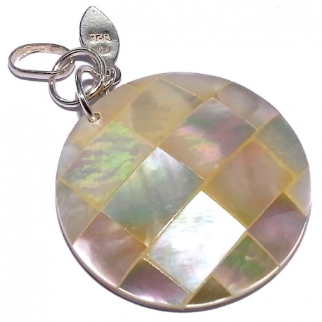 Pendentifs argent pendentif argent 0,4g nacre marquetee blanche