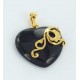 Pendentif plaqué or coeur onyx