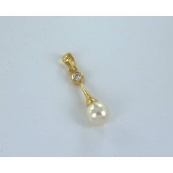 Pendentif plaqué or zircon perles imitation