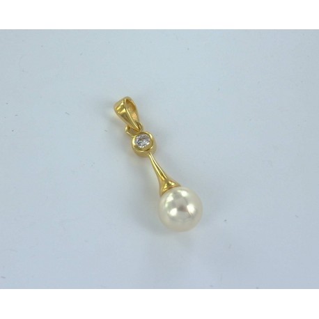 Pendentif plaqué or zircon perles imitation