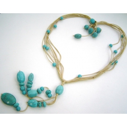 Collier pierres 60cm howlite teintée turquoise