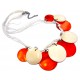 Collier 6 rangs nacre teintée orange et bois 60+5cm