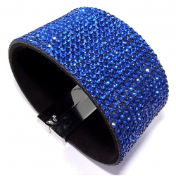 Bracelet strass bleu 15 rangs - fermoir aimant