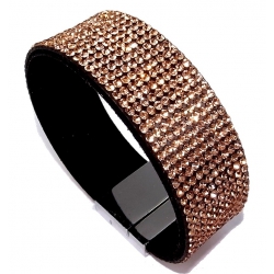 Bracelet strass orangé 10 rangs - fermoir aimant