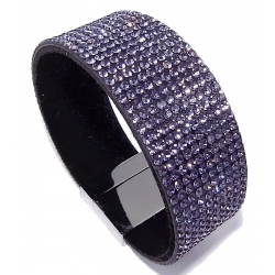 Bracelet strass violet 10 rangs - fermoir aimant