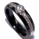 Bague céramique noire et argent rhodié 1,7g zircons p. 5mm T 50 à 60