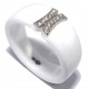 Bague céramique blanche et argent rhodié 1g zircons p.  8mm T 50 à 60