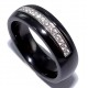 Bague céramique noire et argent rhodié 1,2g zircons p.  6mm T 50 à 60