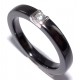 Bague céramique noire et argent rhodié 0,8g zircons  p. 3mm T 50 à 60