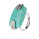 Bague argent rhodié 5,5g amazonite et zircons T 50 à 60