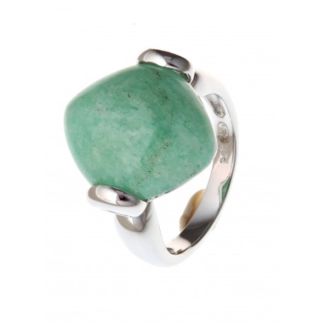 Bague argent rhodié 4,1g amazonite T 50 à 60