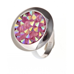 Bague argent rhodié 3,1g avec cristal rock T 52 à 60