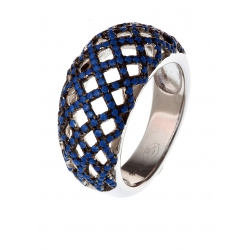 Bague argent rhodié 6,4g cristal bleu T 50 à 60