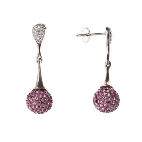 Boucles doreille argent rhodié 2,3g et cristal preciosa