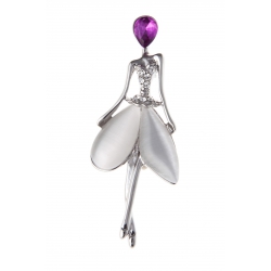 Broche fantaisie "danseuse" strass et œil de chat