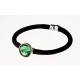 Bracelet fantaisie strass vert et cordon noir et fermoir aimant