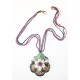 Collier fantaisie émail, strass et perles  48+7cm