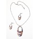 Parure fantaisie collier 42+5 cm résine + boucles d'oreille assorties