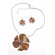 Parure fantaisie "fleurs" collier 42+7 cm émail et strass + boucles d'oreille as