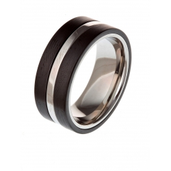 Bague céramique noire et acier ép. 8 mm T 54 à 64