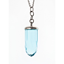 Collier en acier verre bleu turquoise et strass preciosa
