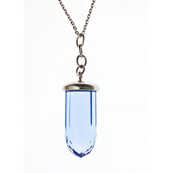 Collier en acier et verre bleu 45+5 cm