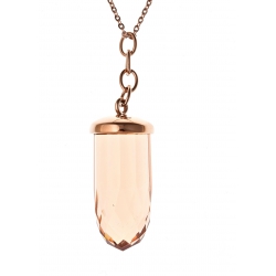 Collier en acier rosé et verre rose 45+5 cm