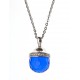 Collier en acier, verre bleu et strass preciosa 45+5 cm