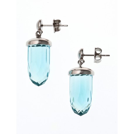 Boucles d'oreille en acier et verre turquoise