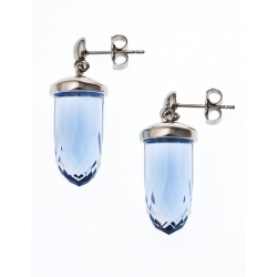 Boucles d'oreille en acier et verre bleu