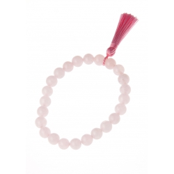 Bracelet fantaisie "Pompon 4 cm" élastique - quartz rose